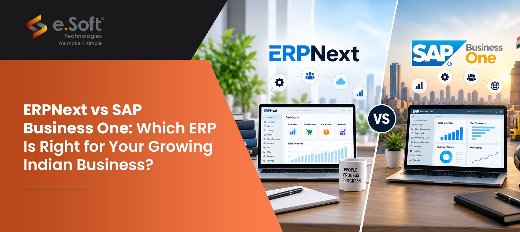 ERPNext vs SAP Business One ERP comparison banner for Indian businesses