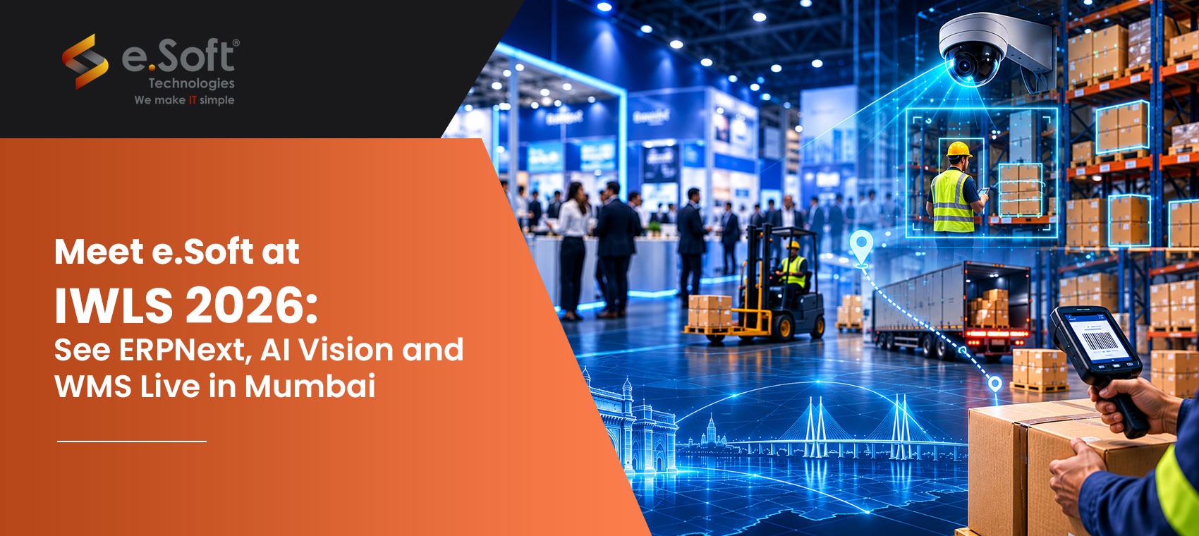 e.Soft Technologies exhibiting ERPNext, AI Vision and WMS at IWLS 2026, NESCO Mumbai